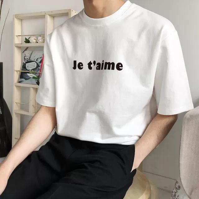 Áo thun unisex áo thun nam form rộng tay lỡ , áo thun nam cổ tròn tay ngắn áo thun unisex chữ Je t'aime
