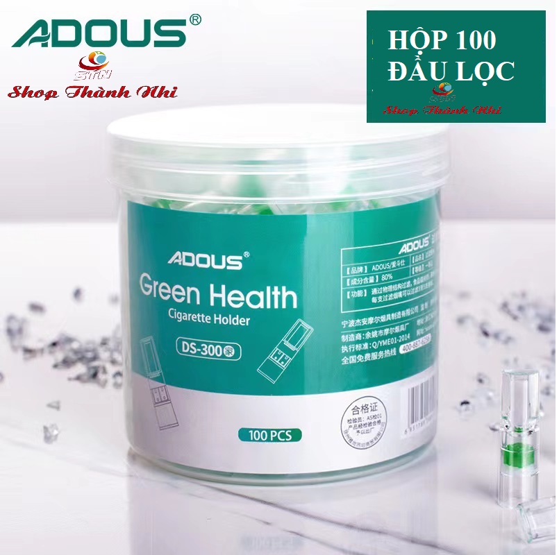 Hộp 100 tẩu thuốc nhựa dẻo ADOUS GREEN HEALTH, Shop Thành Nhi