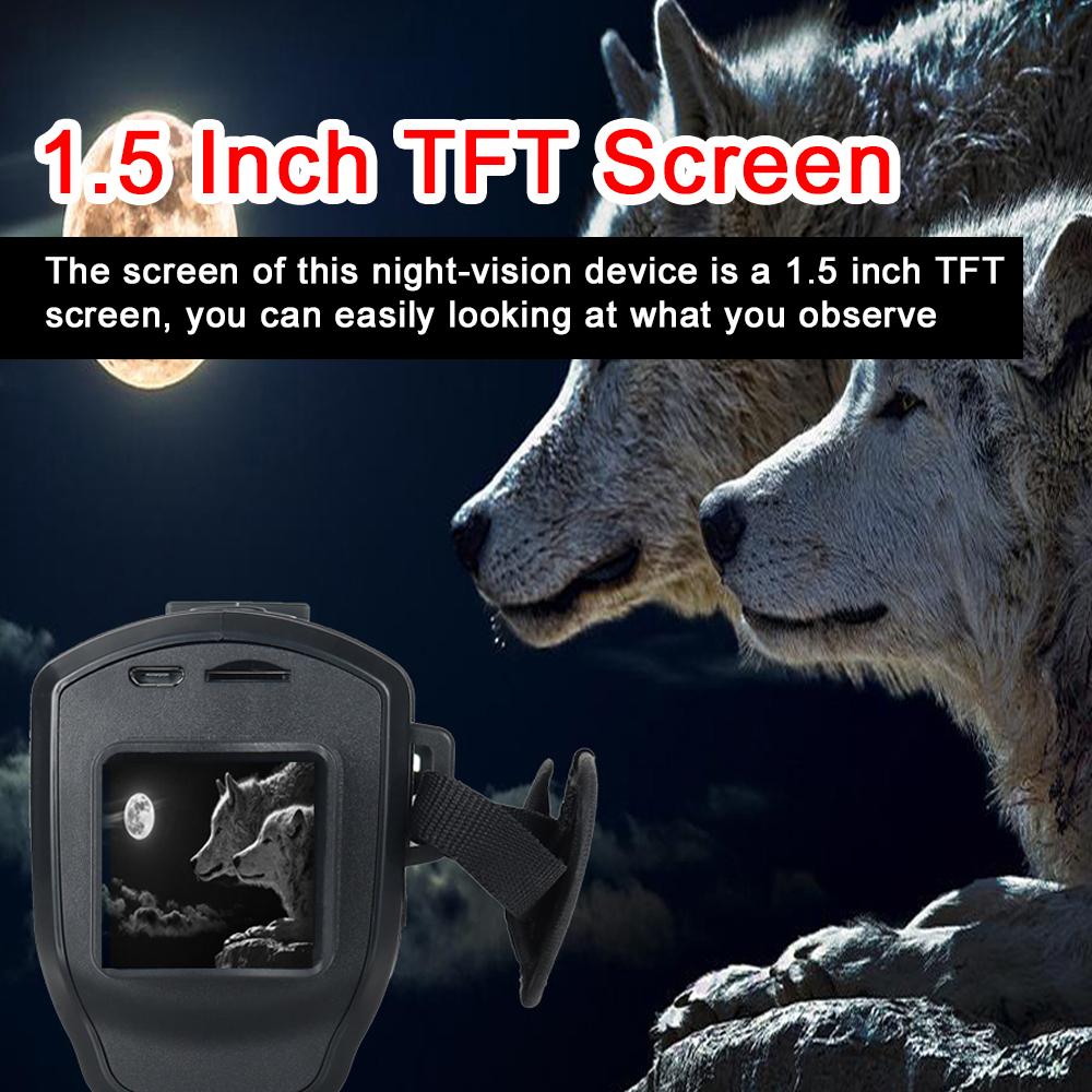 Portable Monocular Infrared Night-Visions Device Day Night Use Photo Video Playback Modes 5X Digital Zoom 300M Full Dark Viewing Distance for Outdoor Hunts Boating Journey