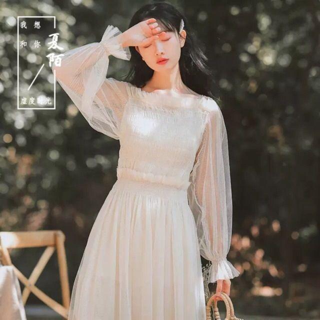 Đầm Ulzzang tiểu thư cổ vuông