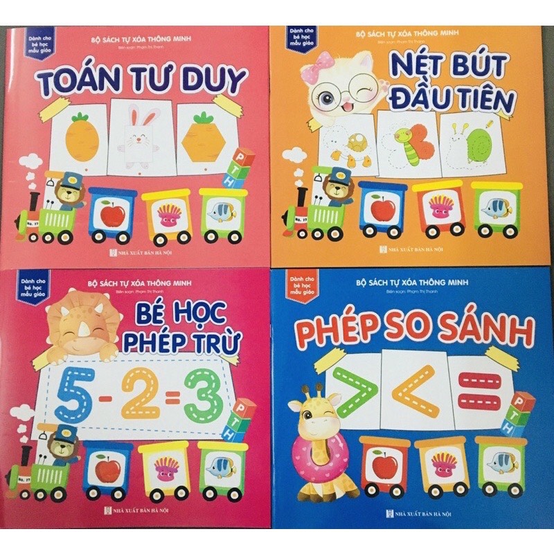 Bộ quà tặng ý nghĩa 4 Vở thông minh bắt đầu TẬP VIẾT tự xoá cho bé tặng kèm 1 bút xoá được