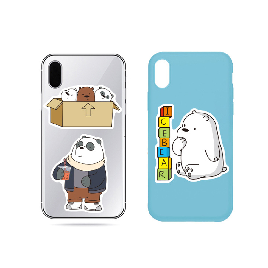 Set 37 Sticker chủ đề Gia Đình Gấu hoạt hình dán Điện thoại, Laptop, Vali, Mũ bảo hiểm, Xe máy