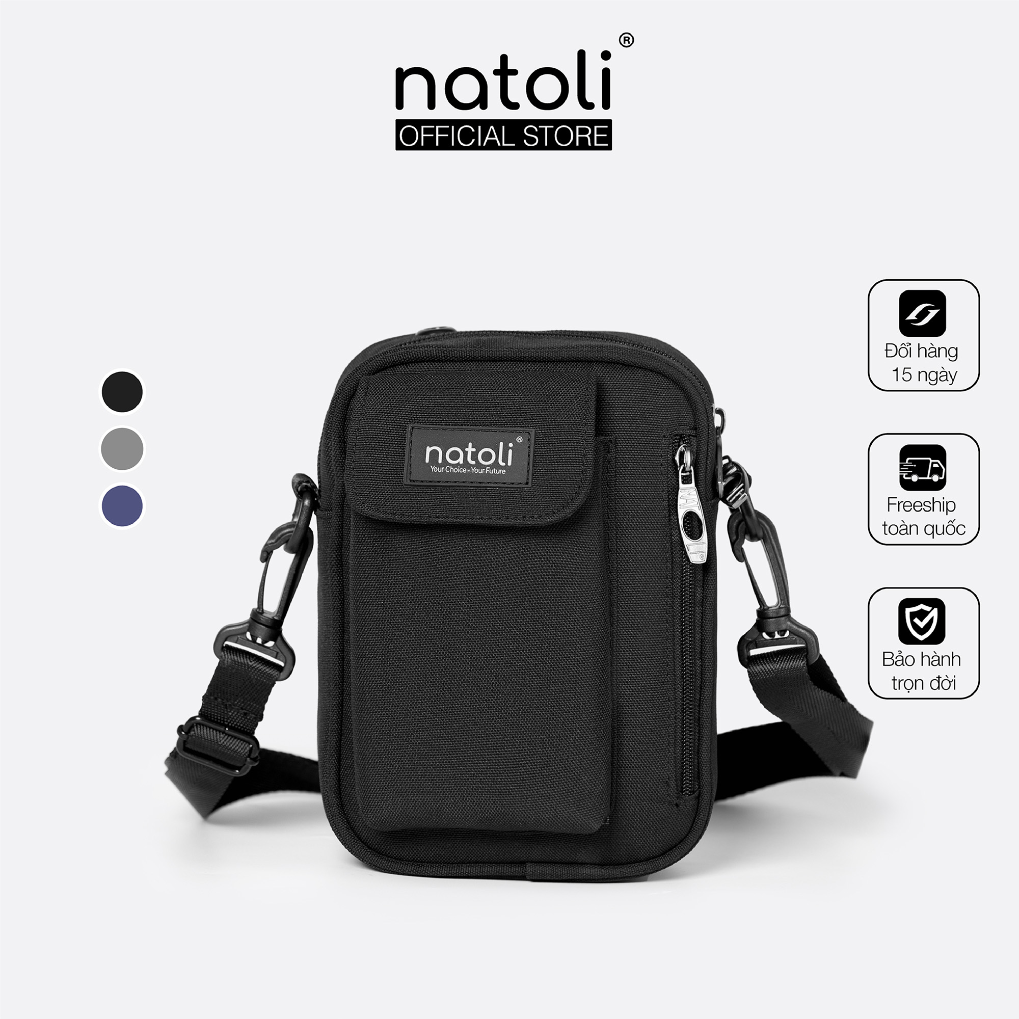 Hình ảnh Túi đeo chéo unisex Street Crossbag chính hãng NATOLI chất vải canvas đi học đi chơi nhiều ngăn cá tính đơn giản nhỏ gọn