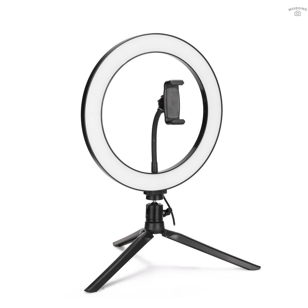Đèn Led Tròn 10 "Có Thể Điều Chỉnh Độ Sáng Kèm Giá Đỡ Điện Thoại Tiện Dụng