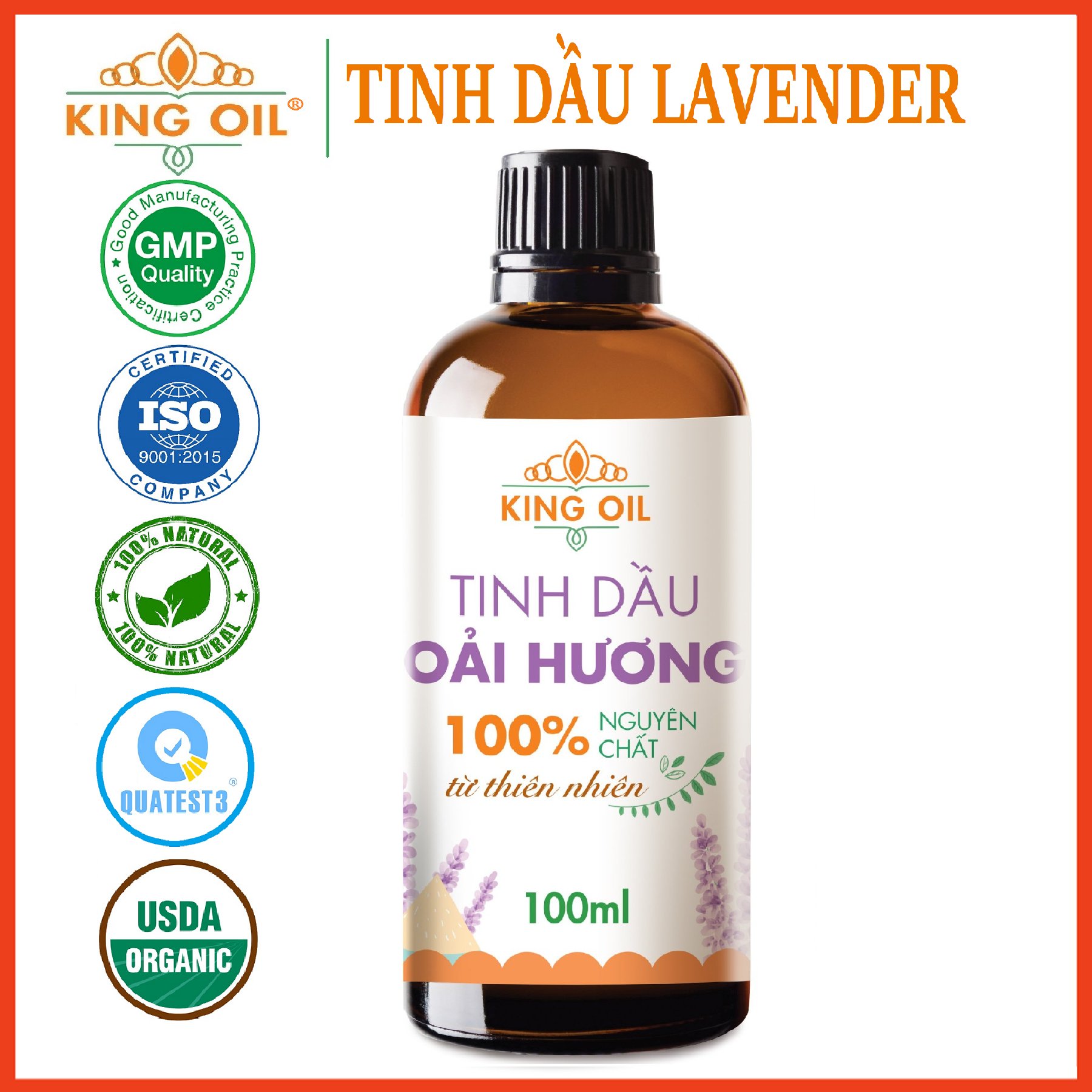 Tinh dầu Oải Hương nguyên chất từ thiên nhiên, xông phòng, khử mùi, thơm phòng, đuổi muỗi - KingOil