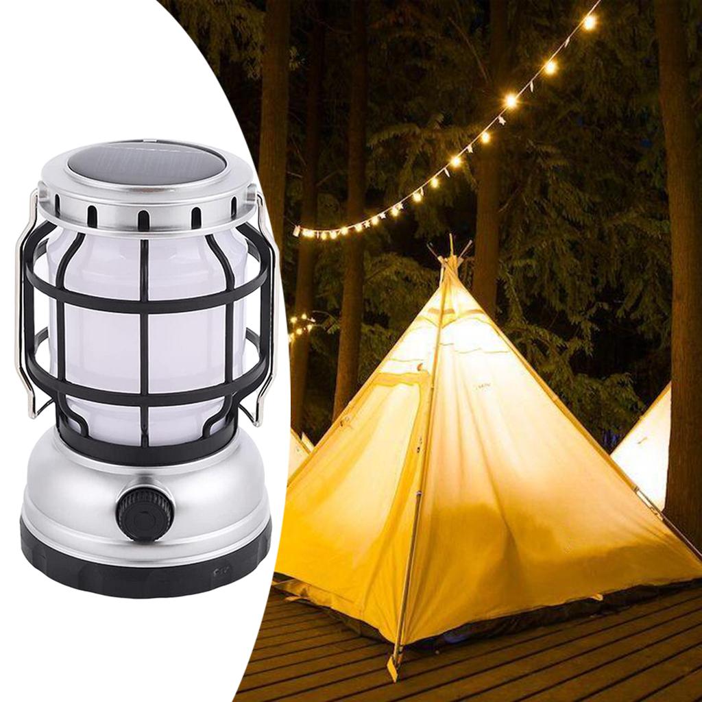 Solar Camping Lantern Phone Charger Waterproof Hanging Lamp Lighting