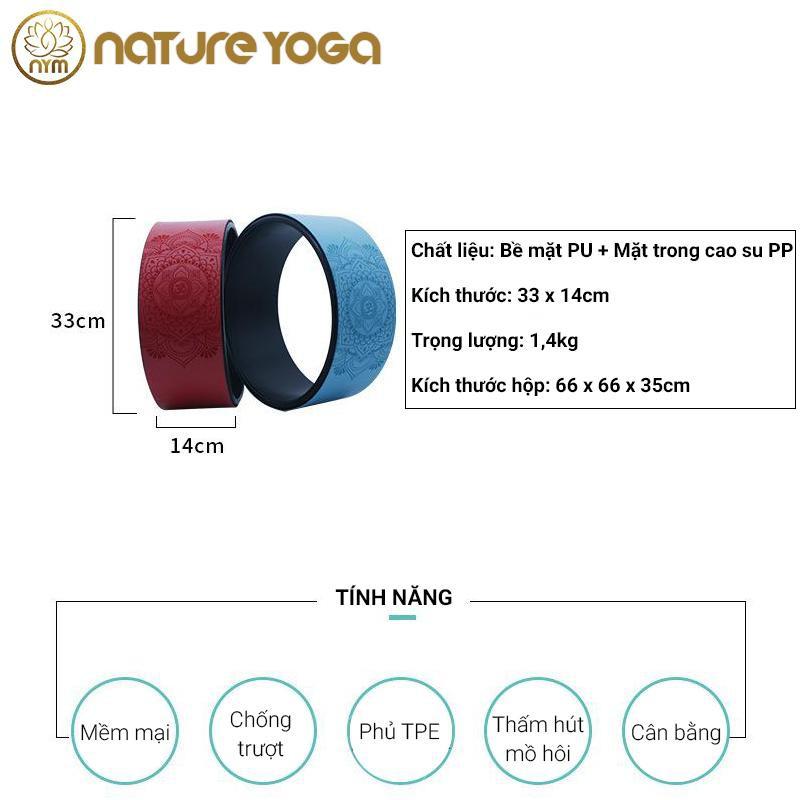 Vòng Hỗ Trợ Yoga Họa Tiết Mandala đệm PU Bản Rộng 13Cm