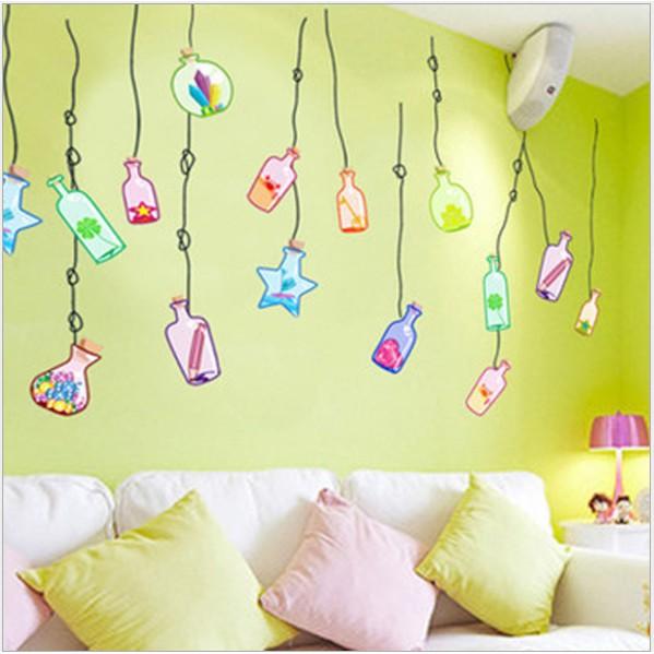 Decal trang trí dây treo bình sắc màu
