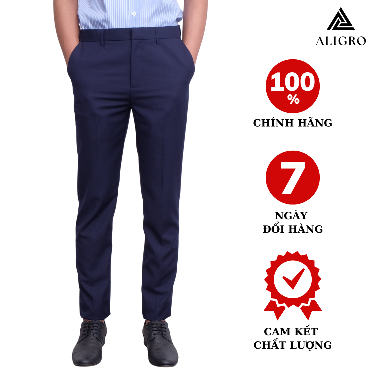 Quần âu nam ALIGRO màu navy form chuẩn slimfit, tôn dáng, chất liệu cao cấp thanh lịch, trang trọng ALGO1055