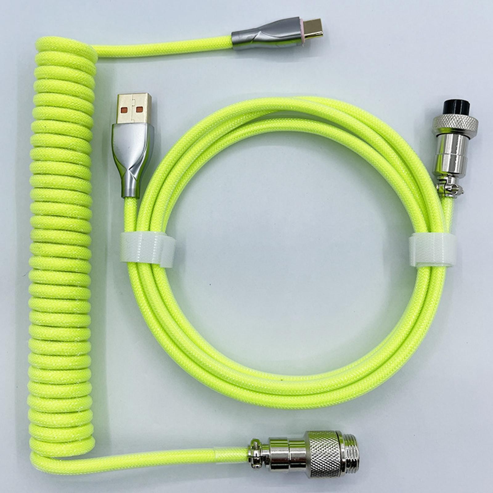 1.8M USB Coiled Cable Wire TPU Metal Keyboard Cable USB3.0 to Type C for Mechanical Keyboard Speaker