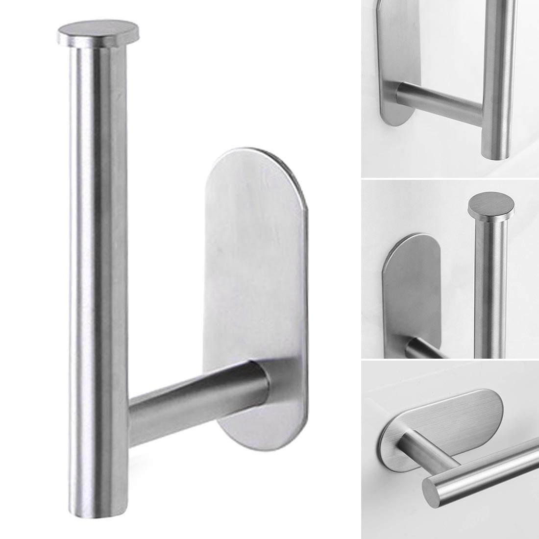 Móc treo cuộn giấy vệ sinh dán tường không cần khoan, Inox Sus 304, phụ kiện nhà tắm MIHOCO 814