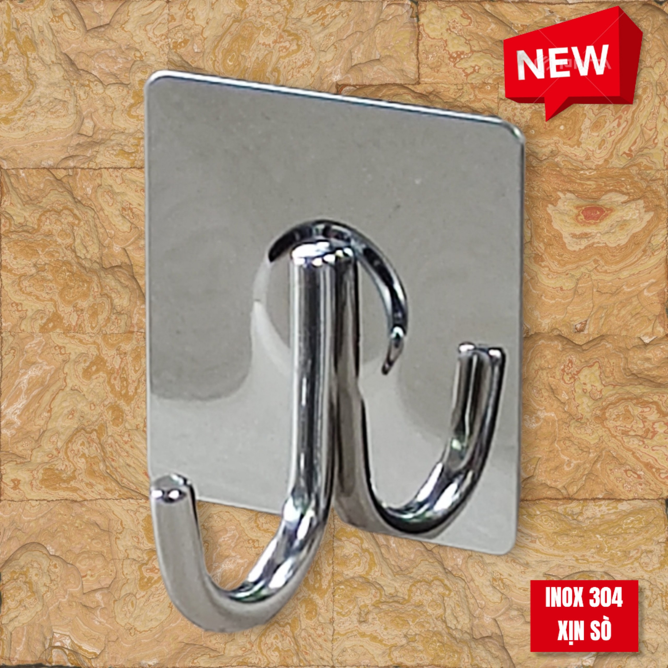 Combo Móc Dán Tường Inox 304 Hình U Vuông Không cần Dục Lỗ Cao Cấp Chống Gỉ Sét Siêu Bền Siêu Chịu Lực - Móc Treo Đồ Gia Đình Tiện Dụng