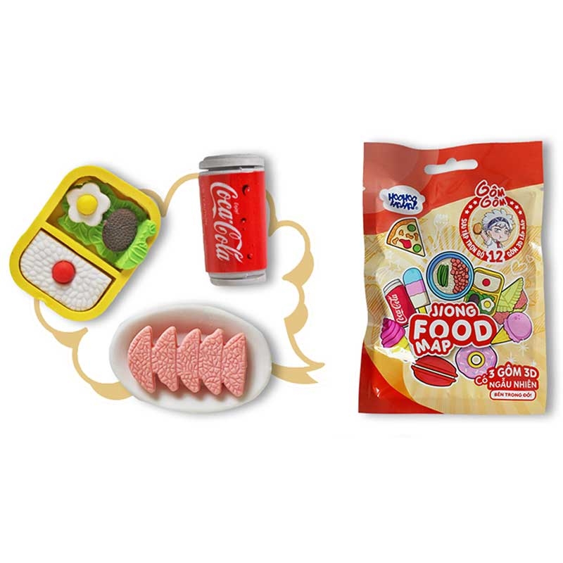 Gôm 3D Lắp Ráp Học Viện Alpha - HooHooHaha Gomgom 3D Eraser - Jiong Food Map - A-VP31072 (Mẫu Sản Phẩm Bên Trong Là Ngẫu Nhiên)