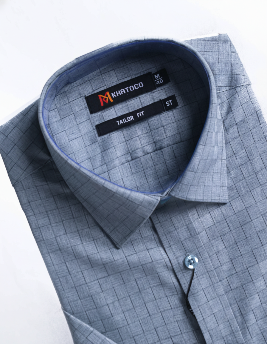Áo sơ mi tay ngắn Khatoco LAI NGANG  (SIZE M-3XL)