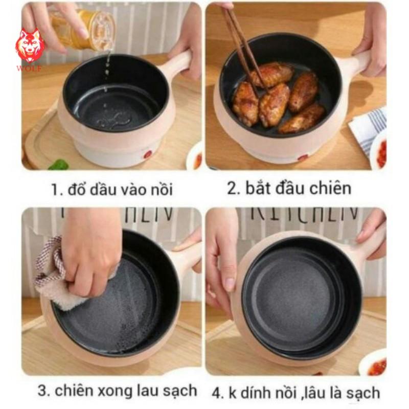 Ca nấu mì siêu tốc, nồi nấu đa năng mini siêu tốc 18cm + Tặng kèm khay hấp