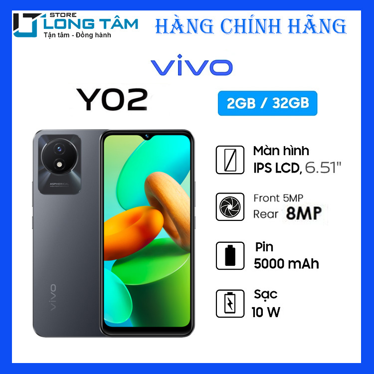 Điện thoại di động Vivo Y02 - Hàng chính hãng