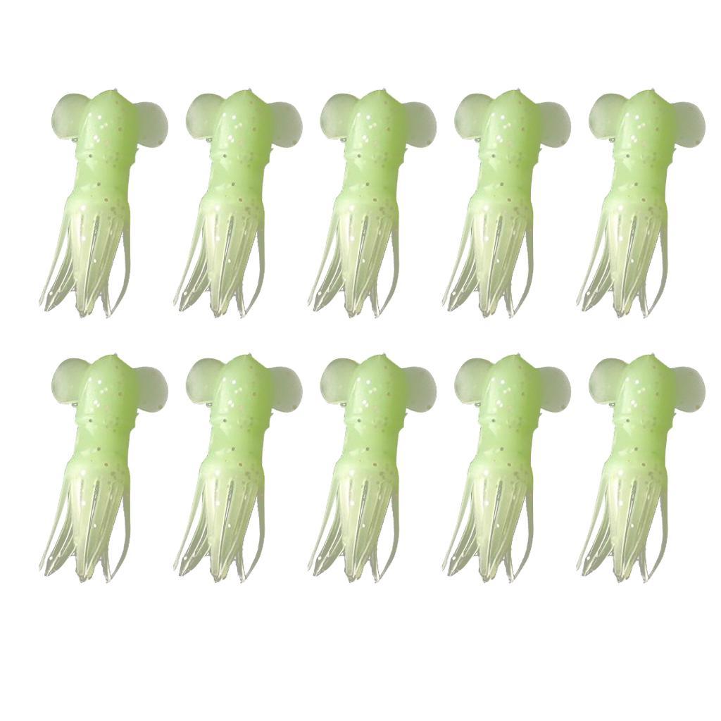 10Pcs 7cm 7g Silicone Fishing Lures Soft Octopus Squid Skirts Luminous Baits