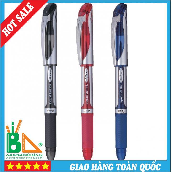 Bút Gel Đậy Nắp Pentel BL 57-C Mực Gel Nét 0.7mm Mực Xanh - Đỏ - Đen Hàng Chính Hãng (12 Cái/Hộp)