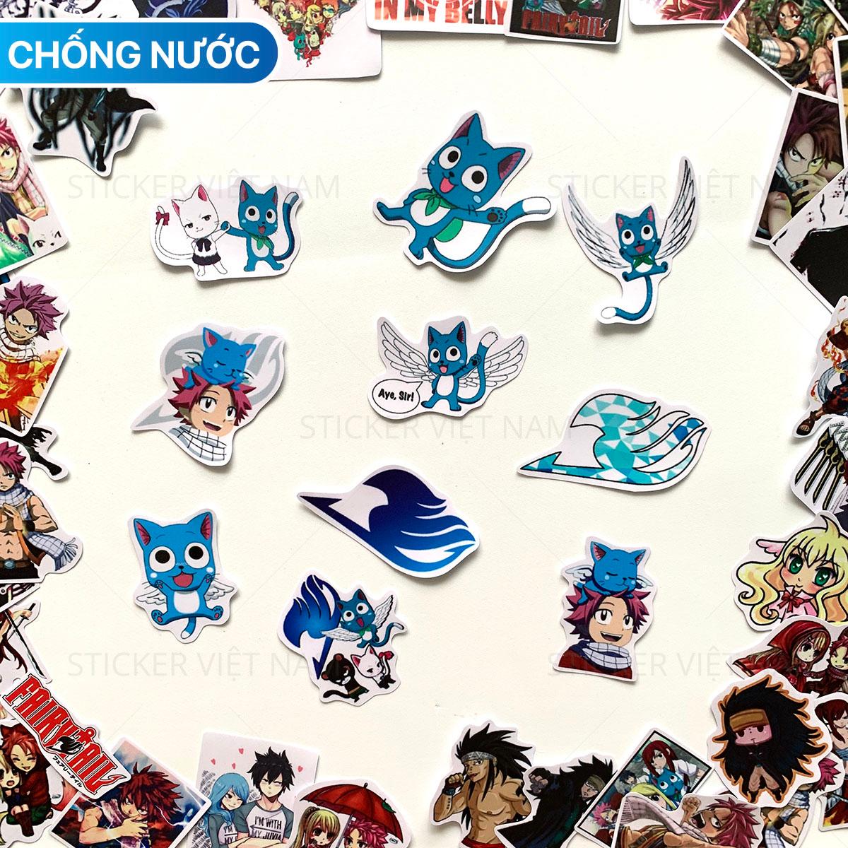 Sticker Fairy Tail Hội Pháp Sư  -  Manga Anime - Dán Trang Trí - Chất Liệu PVC Cán Màng Chất Lượng Cao Chống Nước, Chống Nắng, Không Bong Tróc Phai Màu