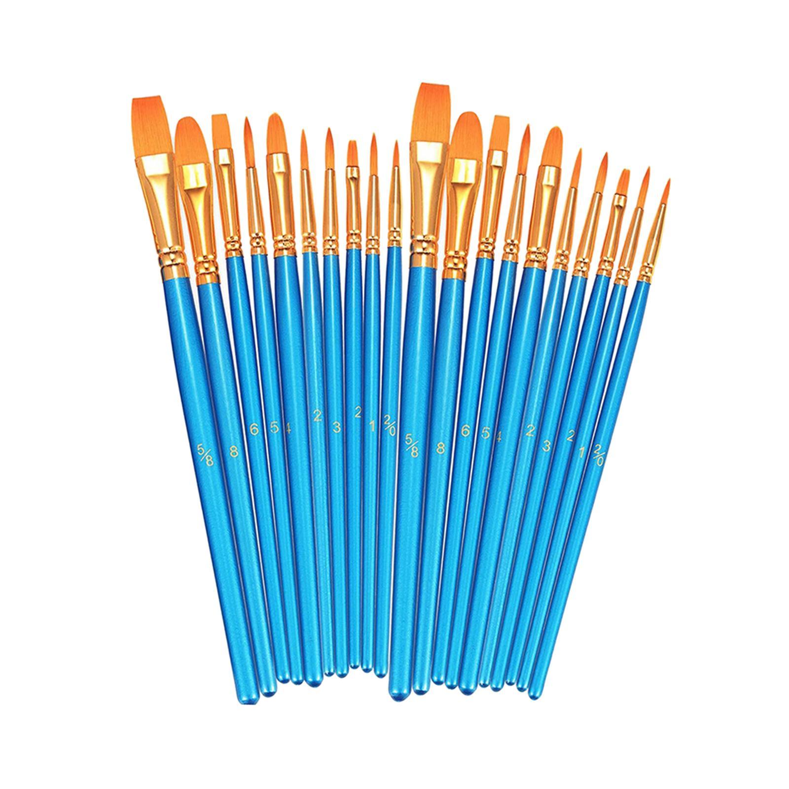 20x Paint Brush Pen Set Paintbrush Portable Professional Nylon Hair Flat Watercolor Oil Painting Brush Pen for Oil Body Face Painting Adults