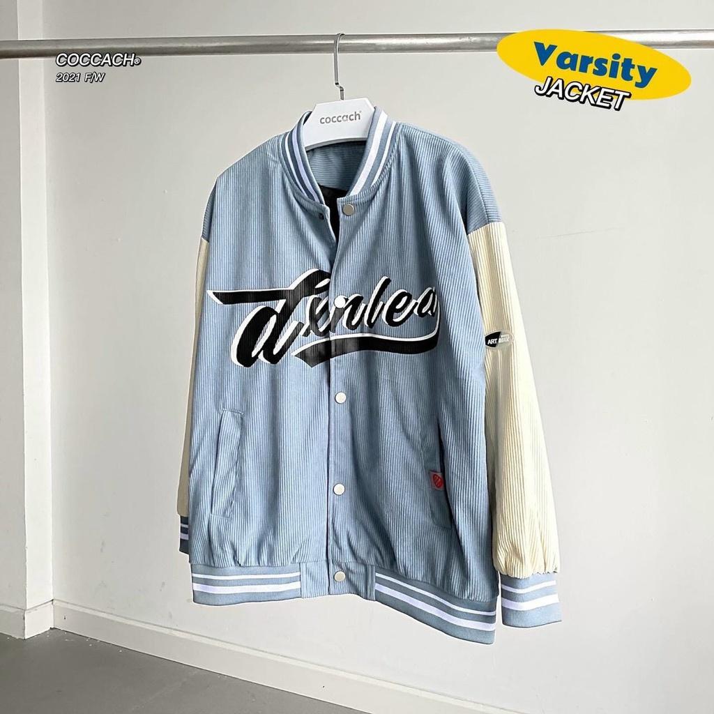 Áo Khoác Bomber Nhung Gân Tăm 2 Lớp IN LOGO Form Rộng Unisex Nam Nữ Phong Cách Hàn Quốc Ulzzang