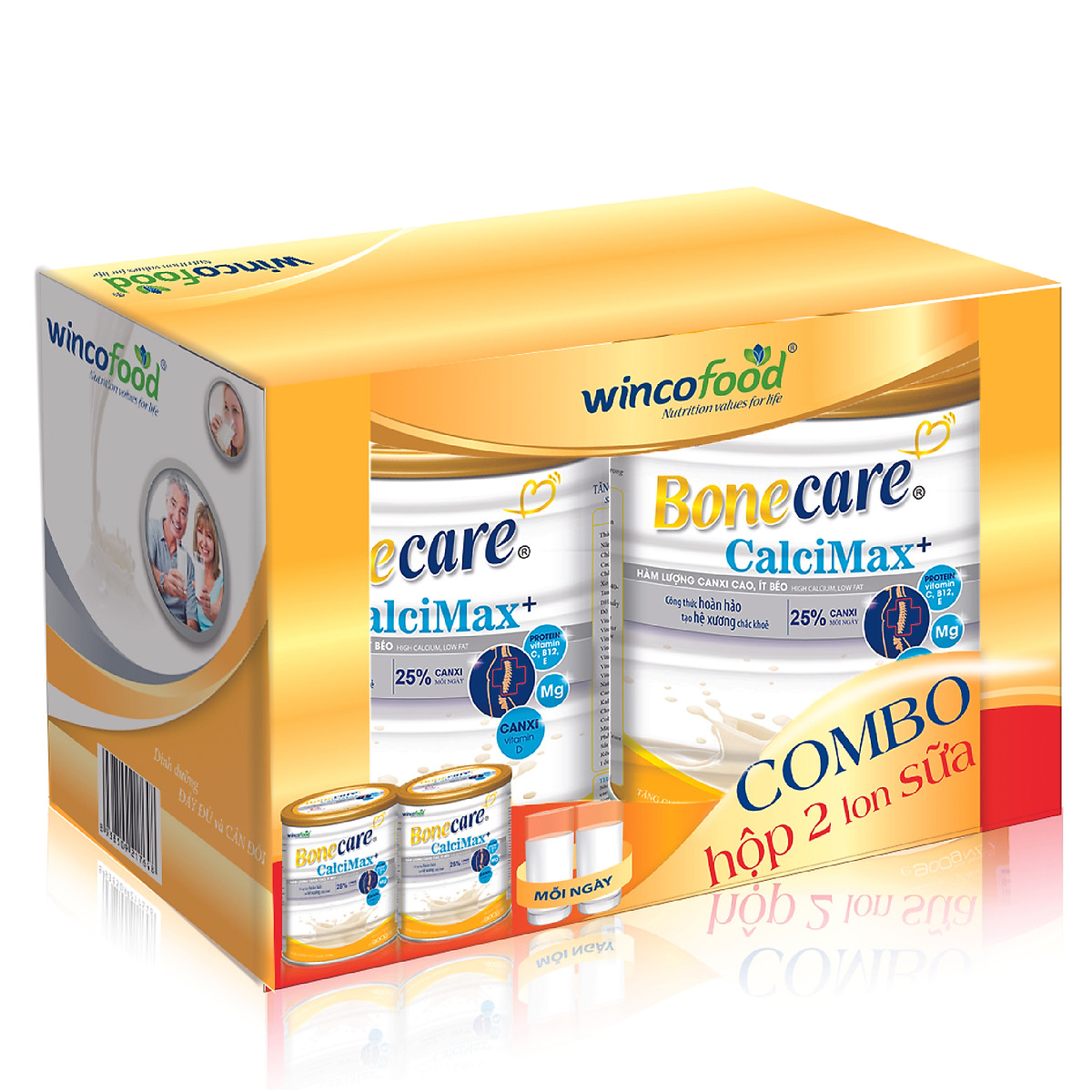 Combo 2 lon sữa bột Bonecare Calcimax+: dành cho người từ 18 tuổi trở lên bổ sung canxi phòng ngừa loãng xương, tim mạch và tiểu đường.