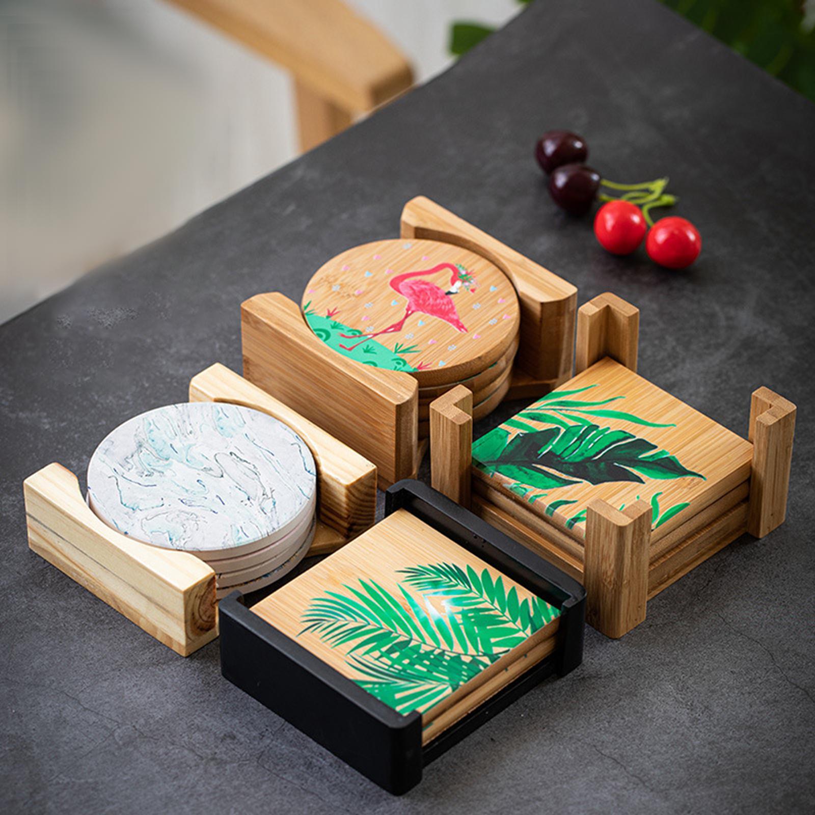 Coaster Holder Wooden Housewarming Gifts for Home Desktop Apartment A