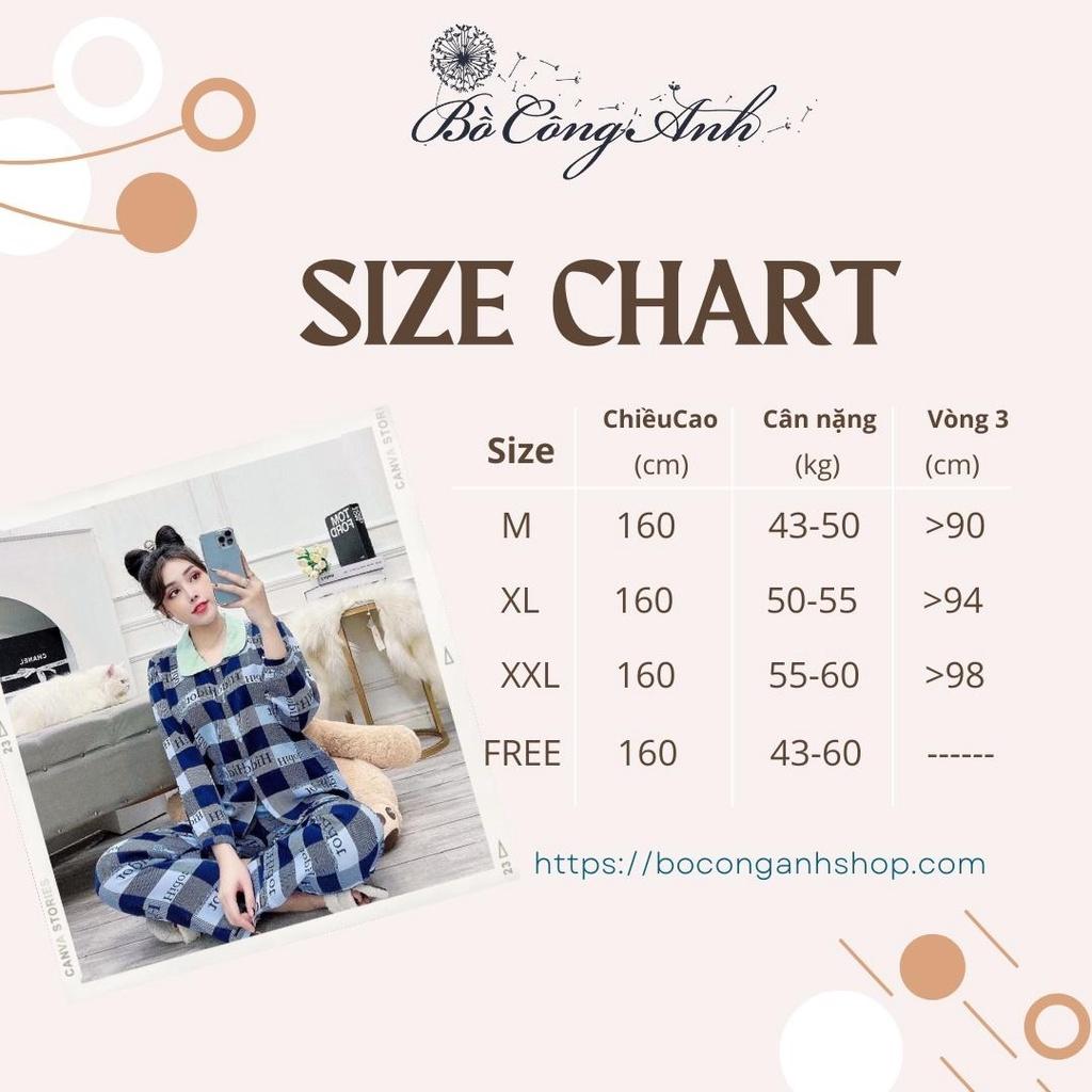 Đồ bộ nữ cotton dài quần caro, áo thiêu chữ dễ thương, cá tính bộ ngủ mặc nhà