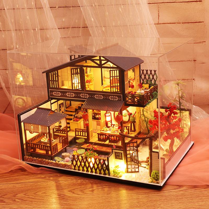 Mô hình nhà DIY Doll House Japanese Forest Valley Kèm Mica Chống bụi