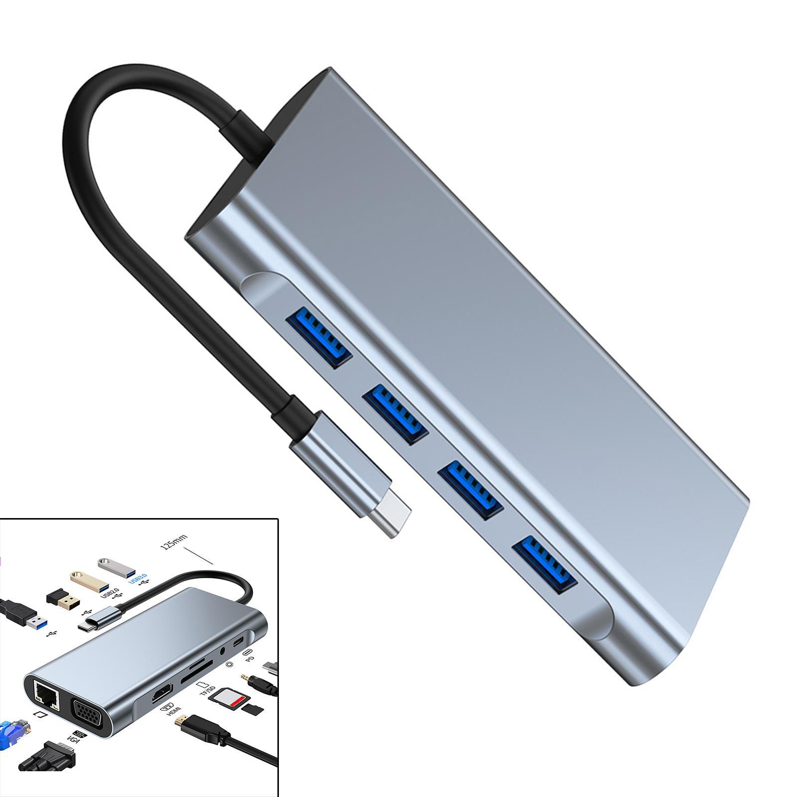Aluminum Alloy USB C HDMI Adapter USB 3.0 Port HDMI to VGA for Apple Laptop