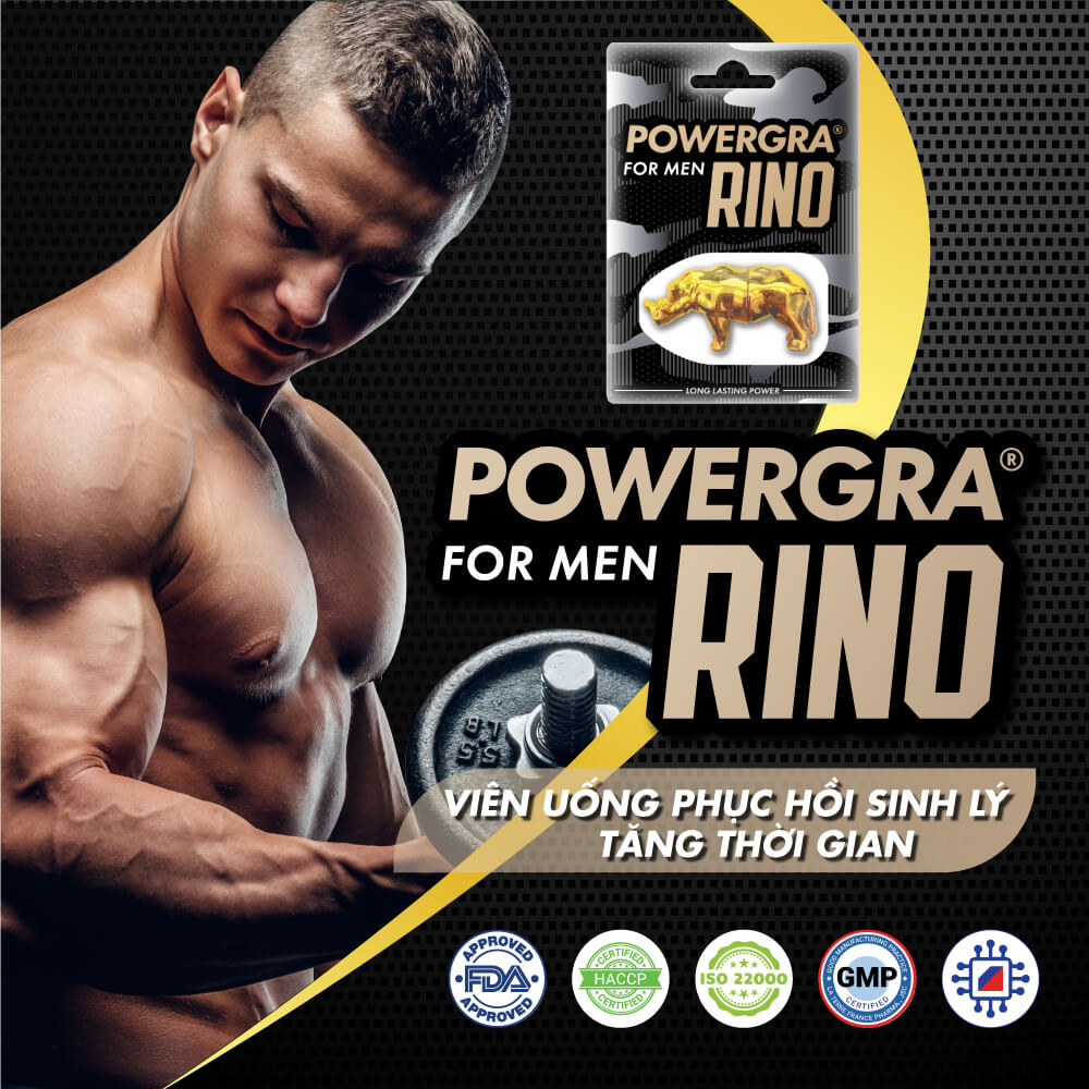 Viên uống phục hồi và tăng cường sinh lý nam giới Powergra For Men Rino kèm quà tặng