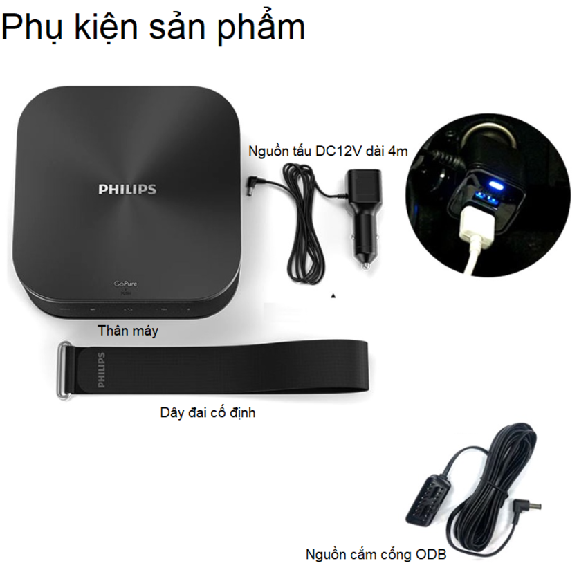 Máy Lọc Không Khí Khử Mùi Ô Tô Cao Cấp Thương Hiệu Philips GP9101 3.5W Điều Khiển Từ Xa Bằng Điện Thoại - Hàng Nhập Khẩu