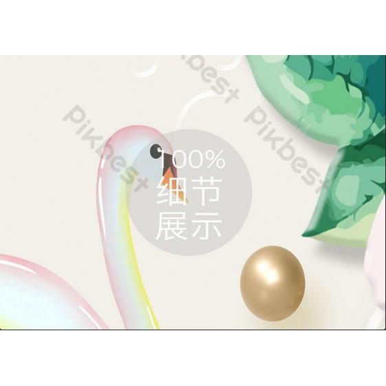 Tranh dán tường Tranh hoa và đôi thiên nga trang trí phong phú, tranh dán tường 3d hiện đại MS1142467