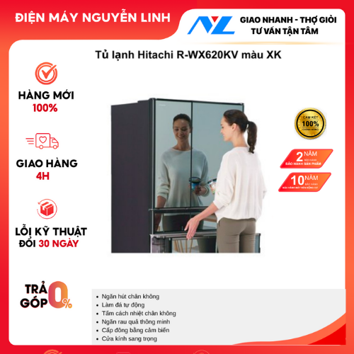 Tủ lạnh Hitachi Inverter 615 lít Multi Door R-WX620KV - HÀNG CHÍNH HÃNG - CHỈ GIAO HCM