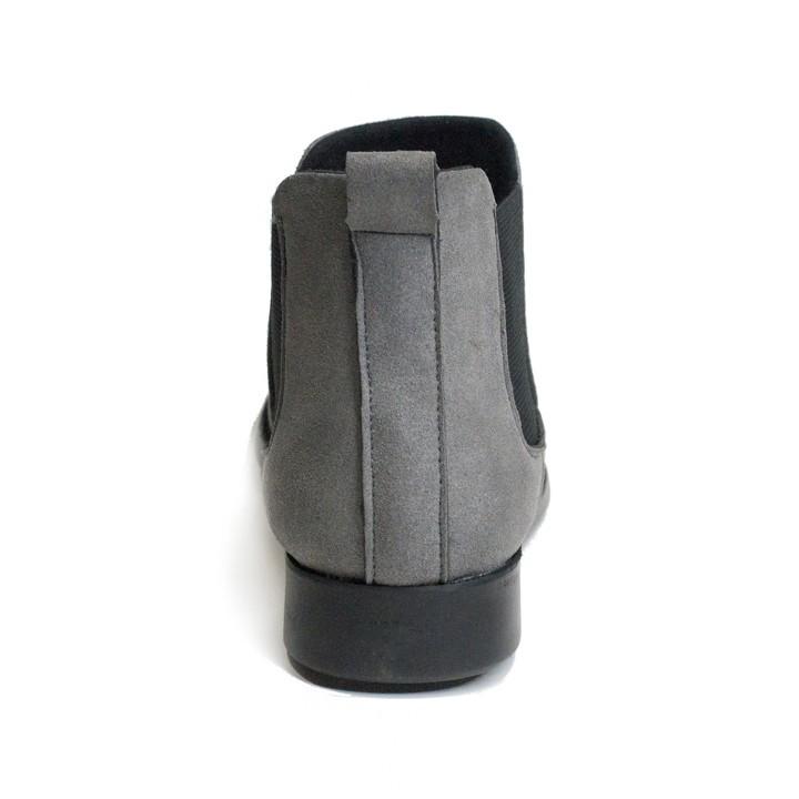Giày Chelsea Boot Nam Cổ Chun Da Búc Xám Phong Cách Hàn Quốc - CB520-bucxamhun- Kèm Độn Đế Cao Su