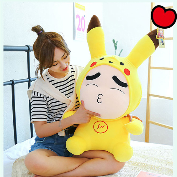 Gấu Bông Shin Cosplay Pikachu GB301 (Tặng 1 Móc Khóa Dây Da Pu Đính Đá Màu Ngẫu Nhiên)