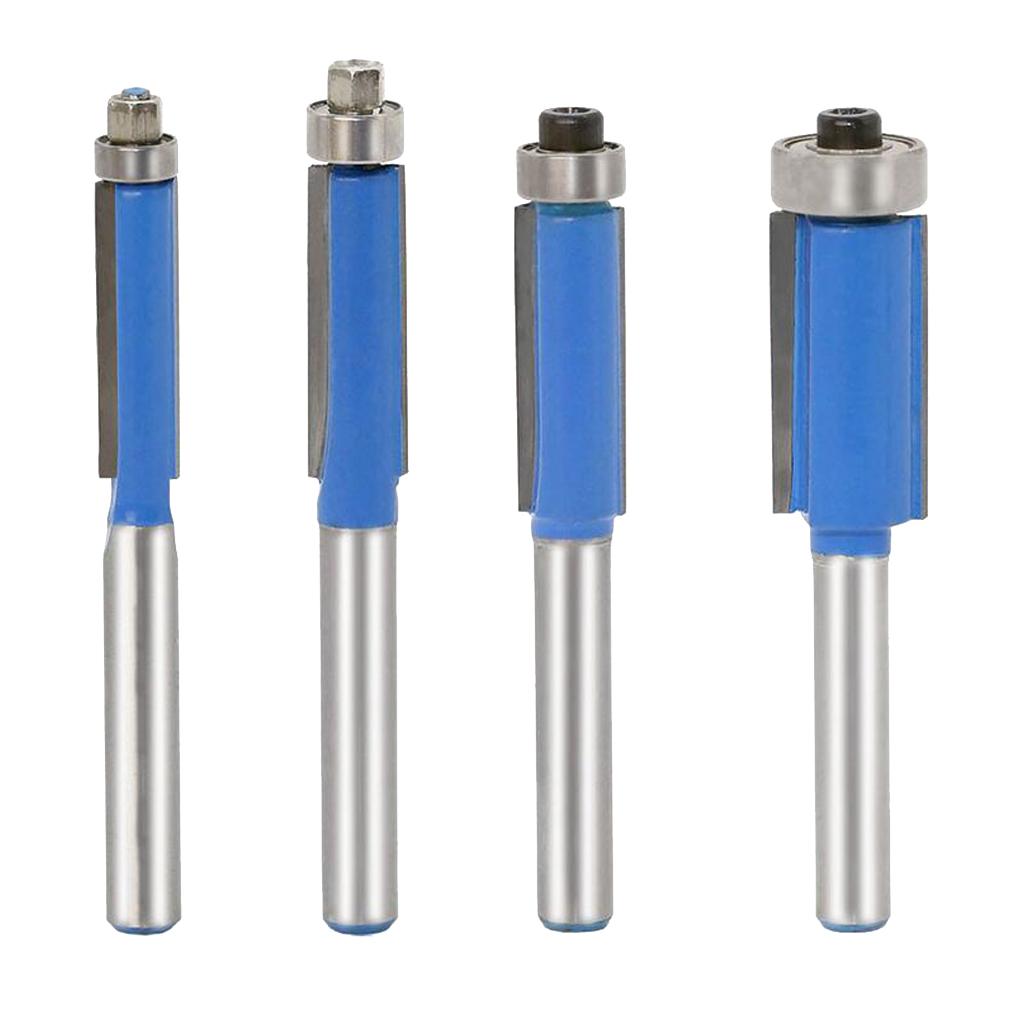 4pcs Durable Flush Trim Bit Carbide Tipped For 1/4" Shank Router Bit Set New