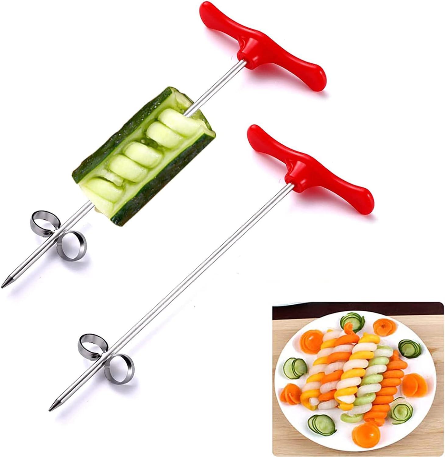 Dụng cụ cắt xoắn ốc khoai tây 2 chiếc, Dụng cụ cắt xoắn ốc thủ công bằng thép không gỉ, Dụng cụ cắt xoắn ốc xoắn khoai tây, Dụng cụ cắt xoắn ốc khoai tây sáng tạo, Dụng cụ cắt củ cải cà rốt dưa chuột Dụng cụ khắc trái cây xoắn ốc
