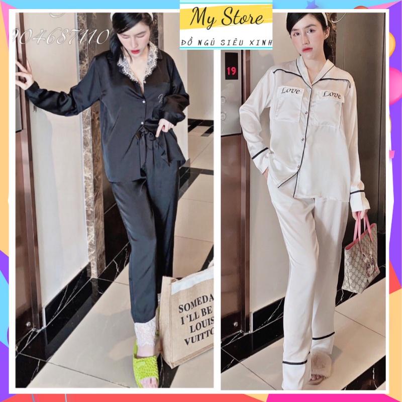 Bộ đồ ngủ nữ Pijama tiểu thư tay dài quần dài dễ thương lụa latin siêu mềm mịn mát freesize dưới 62kg MY STORE S22