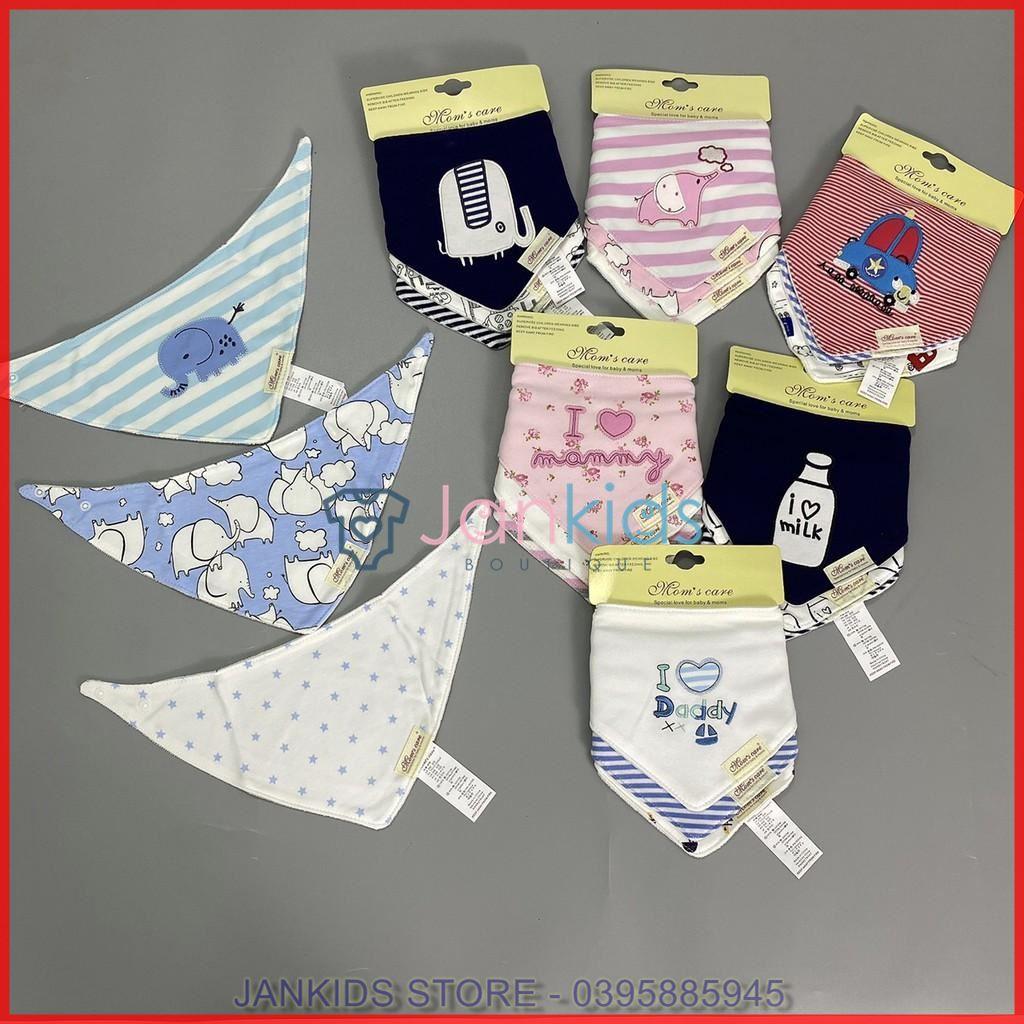 Set 3 chiếc yếm tam giác có cúc bấm Momcare cho bé