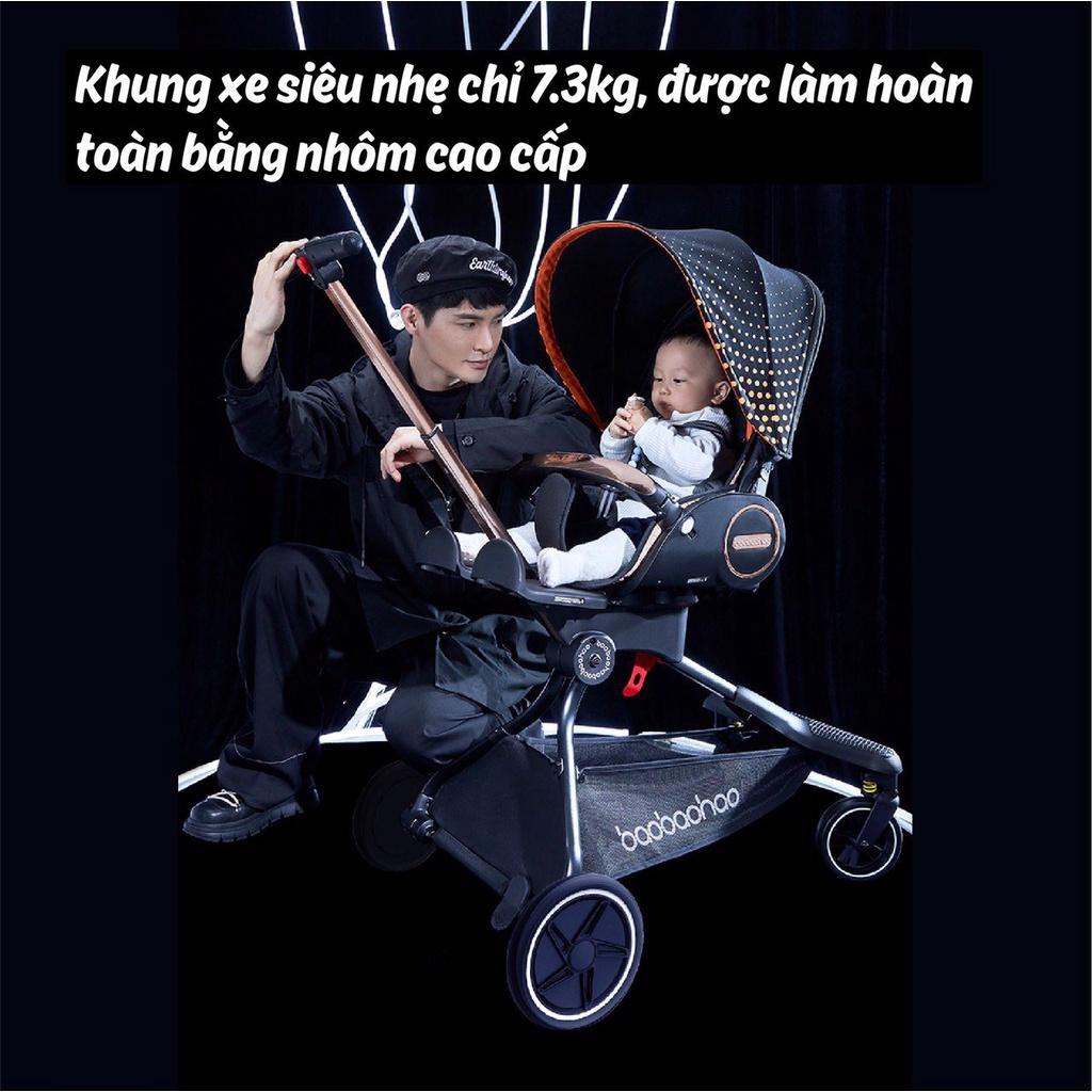 Xe đẩy cho bé BAOBAOHAO V9 2 chiều 3 tư thế xoay 360 độ ngồi - ngả - nằm cho trẻ sơ sinh - 5 tuổi, Xe đẩy gấp gọn cho bé