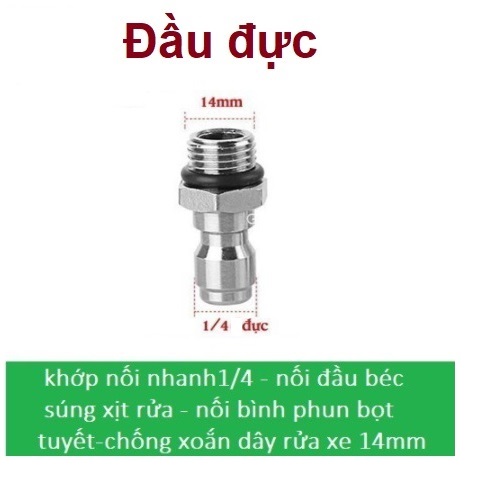 Ren nối nhanh 1/4'' (14mm), Khớp nối nhanh béc đầu xịt của máy rửa xe