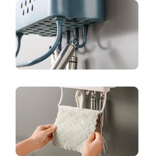 Ống Đựng Đũa, Muỗng Thìa Dĩa Dán Tường Hình Đám Mây Kèm Móc Treo Tiện Lợi - Giá, Kệ Đựng Đũa Gián Tường - HÀNG LOẠI 1