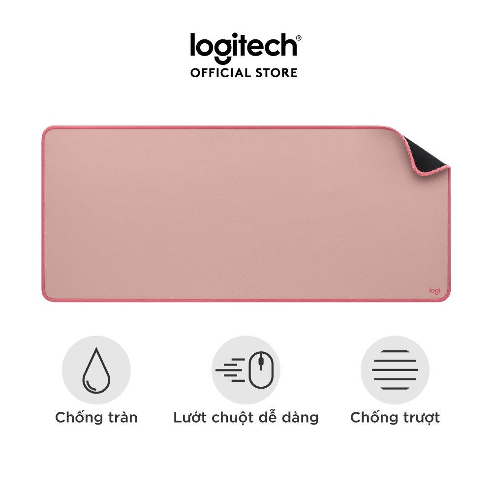 Bàn di chuột cỡ lớn Logitech Desk Mat – Đế cao su chống trượt, lướt dễ dàng, bề mặt chống đổ tràn, bền bỉ, nhỏ gọn – Hàng chính hãng