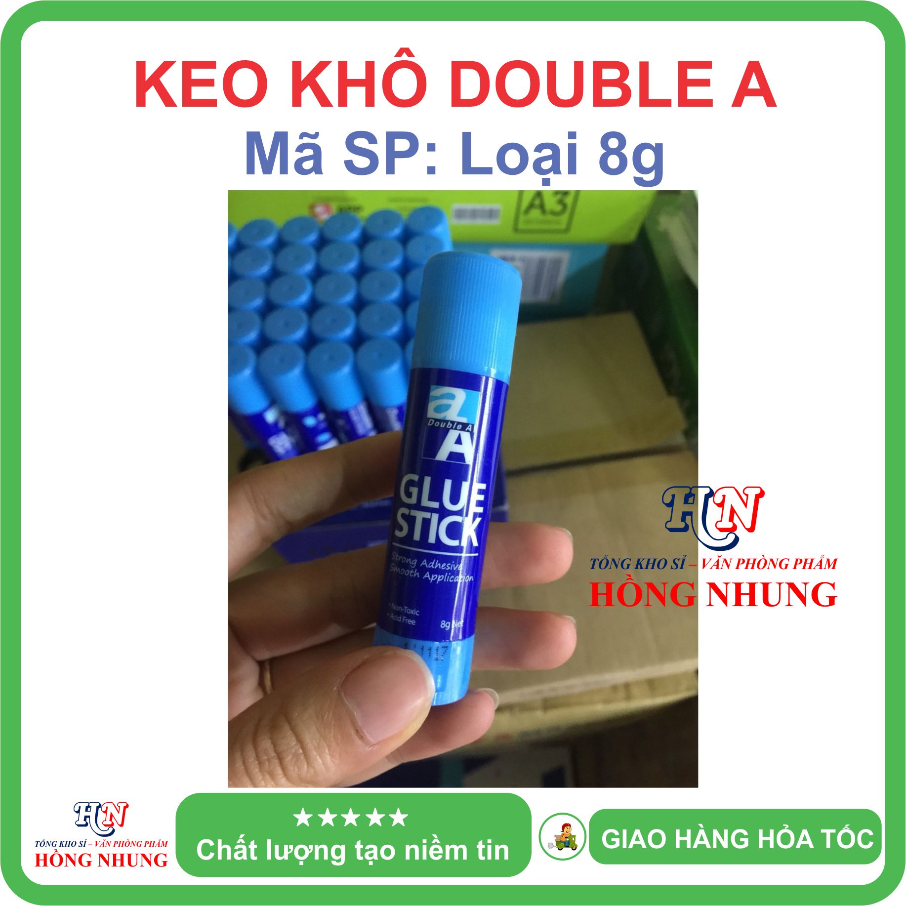 Keo Khô dán giấy Double, Khô Nhanh, Không Độc Hại, giúp bé ham học.