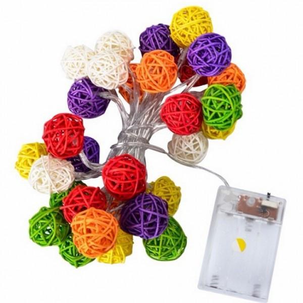 ĐÈN NHÁY LED TRANG TRÍ CÂY CẦU MÂY 20 QUẢ ĐỦ MÀU