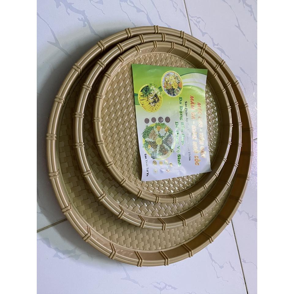 Mâm/Mẹt Nhựa Song Minh Giả Tre Tiểu 280mm x 25mm (2 Tấc 8)