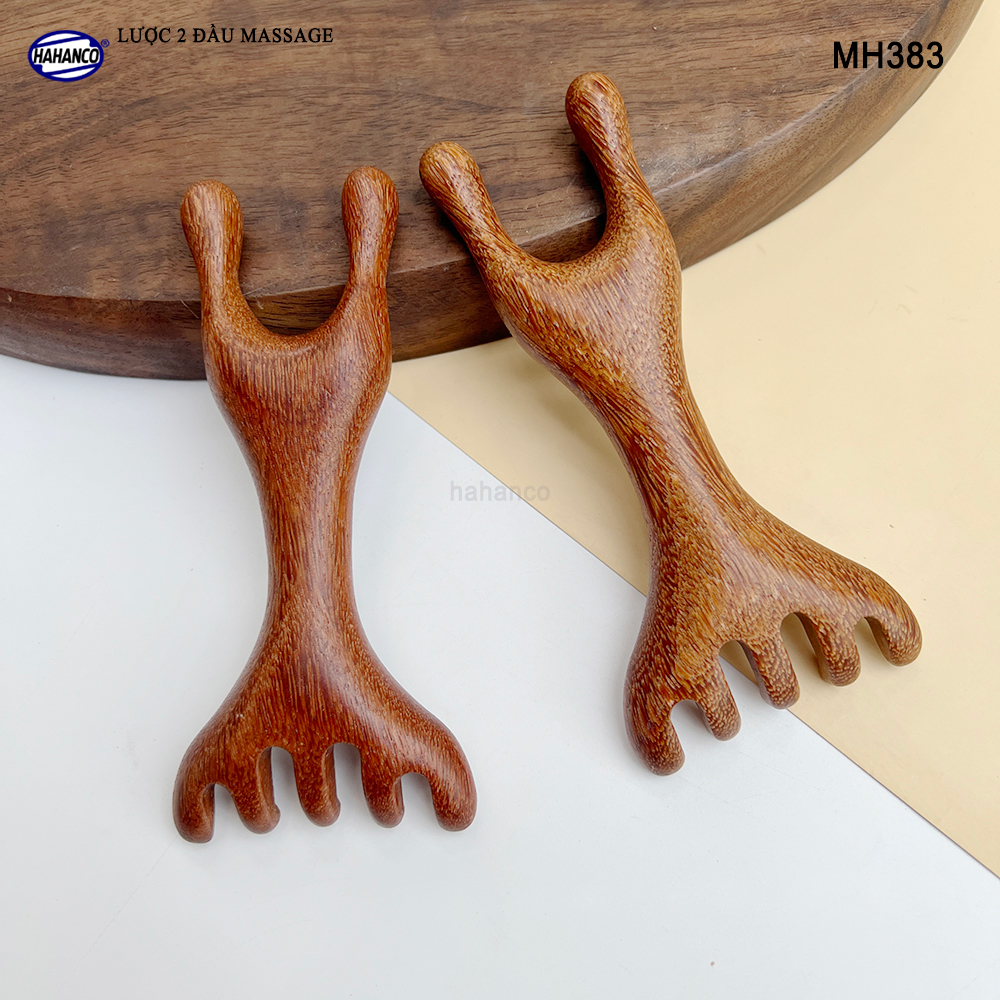 Lược Châm Cứu Hươu Bằng Gỗ Gõ Đỏ HAHANCO Giúp Lưu Thông Máu Mát Xa Toàn Thân - MH383