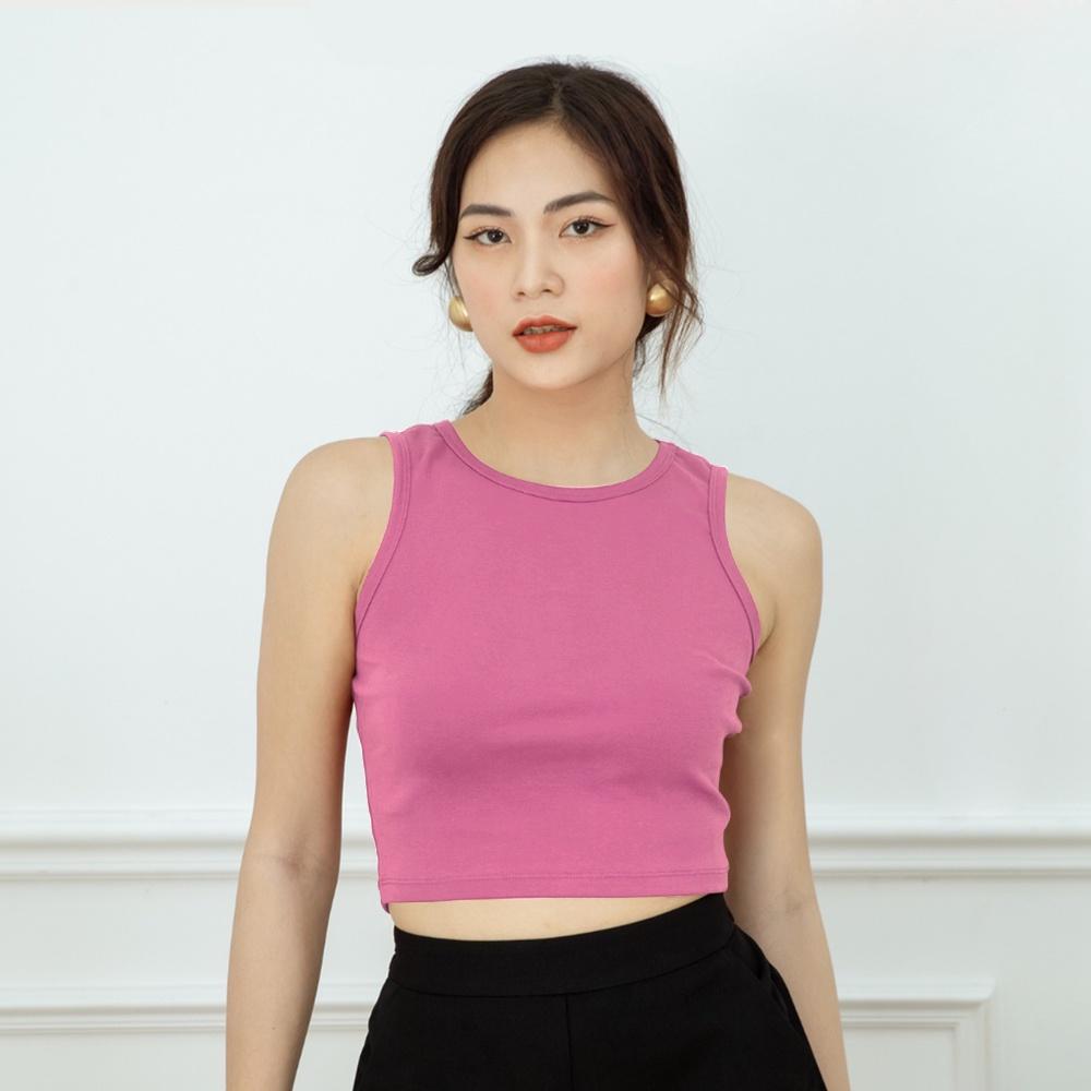 Áo Thun Croptop Ngang Eo THỜI TRANG 24H dáng Body Gợi Cảm 2 Dây 3 Lỗ Sát Nách Nữ