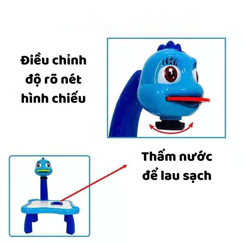 Bàn vẽ thông minh cho bé có đèn chiếu sáng , bảng vẽ tự xóa nhiều hình kèm màu và giấy vẽ
